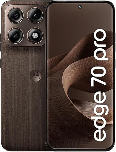 Smartphone Motorola Edge 70 PRO 5G - 512GB 24GB (12GB RAM+12GB Ram Boost), 4 câmeras de 50MP, Tela 1.5K extreme AMOLED 144Hz, Bateria 6500 mAh, IP68/IP69 - Madeira