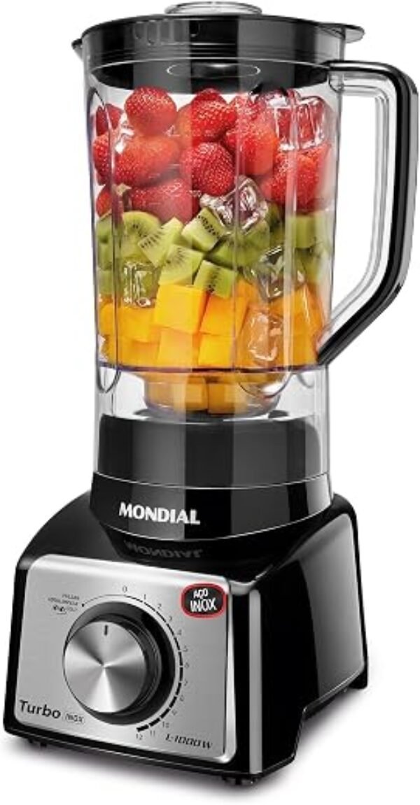 Liquidificador Turbo, Mondial, Preto/Inox, 1000W, 220V - L-1000 BI
