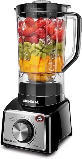 Liquidificador Turbo, Mondial, Preto/Inox, 1000W, 220V - L-1000 BI